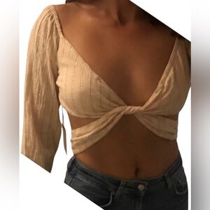 Majorelle wrap guaze crop top